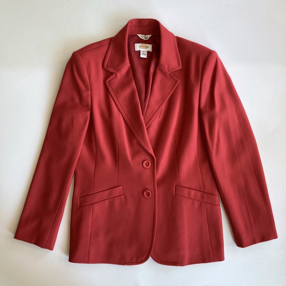 Vintage Blazer 6P Italian Flannel Pumpkin Talbots Stretch Wool Bust 39” Lined